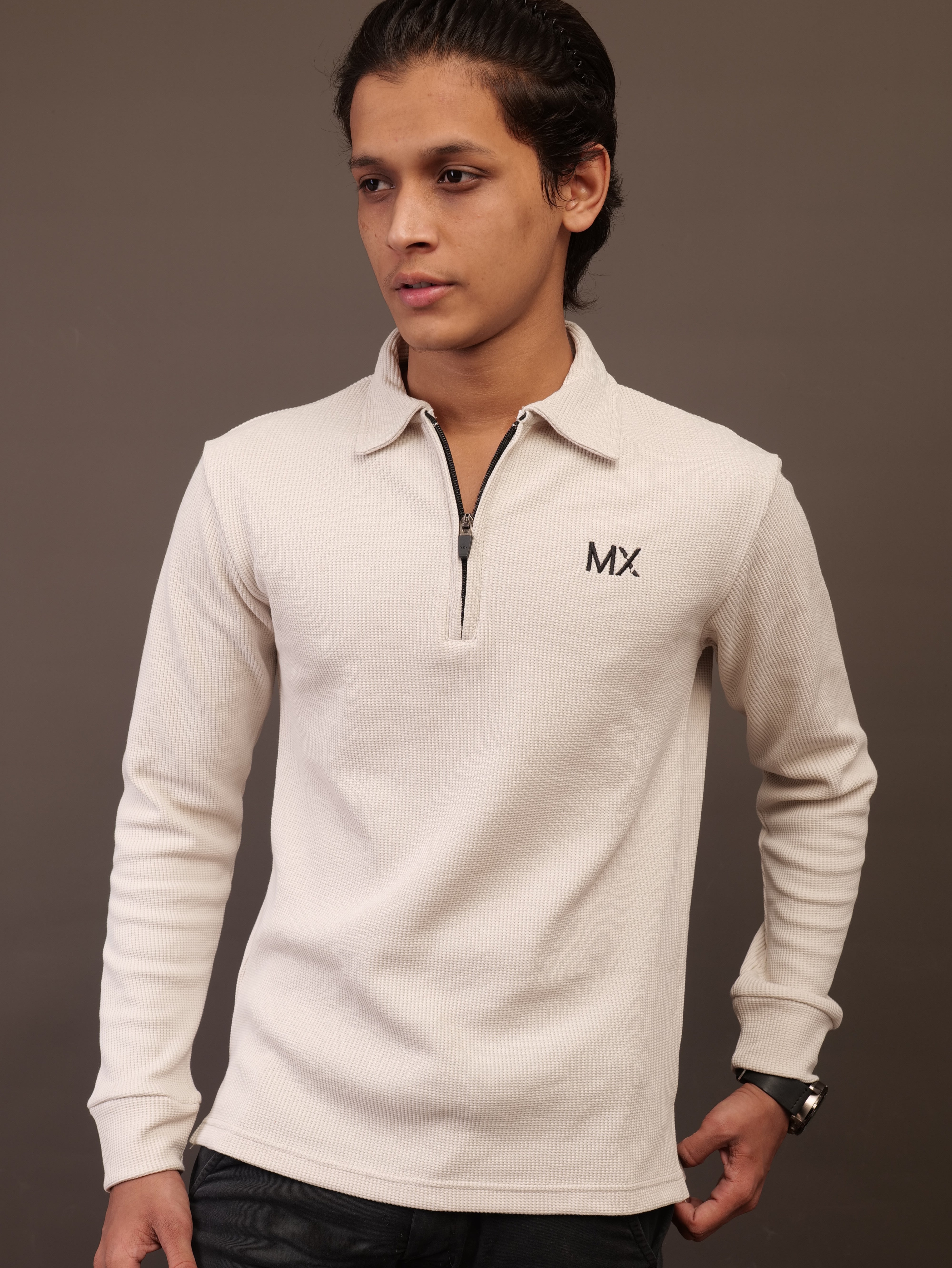 CLASSIC FULL SLEEVES POLO - CREAM